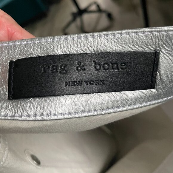 Rag & Bone Silver Metallic Leather Mini Skirt Size 27 - Picture 2 of 5